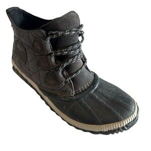 Sorel Out N About  Womens Boots 6.5 Gray Quilted Duck Waterproof Ankle Booties